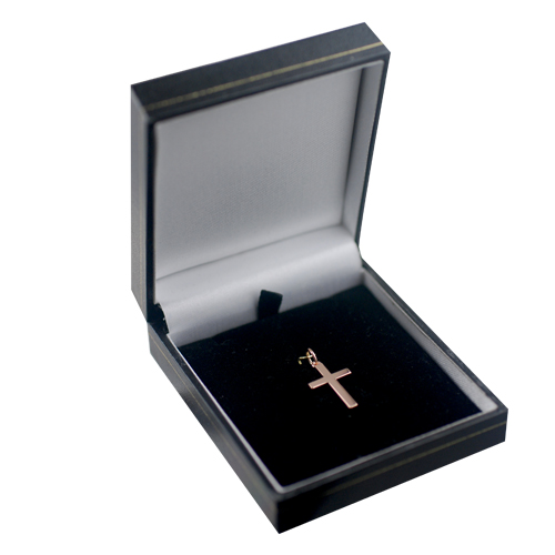 9ct Rose Gold 20x13mm plain solid block Cross - Image 3