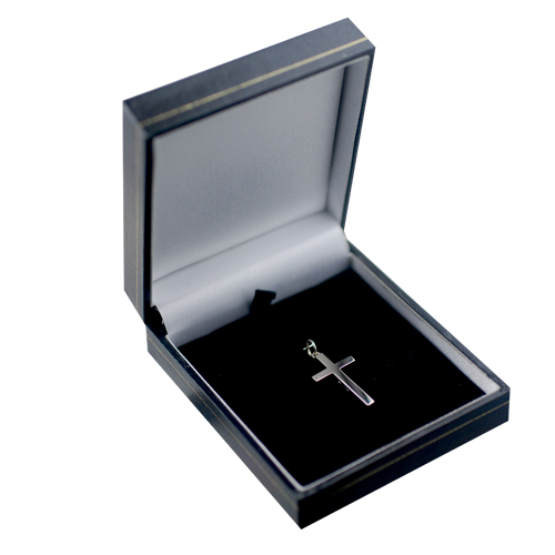 9ct White Gold 25x15mm plain solid block Cross - Image 2