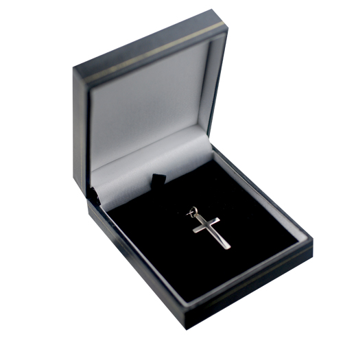 9ct White Gold 25x15mm plain solid block Cross - Image 3