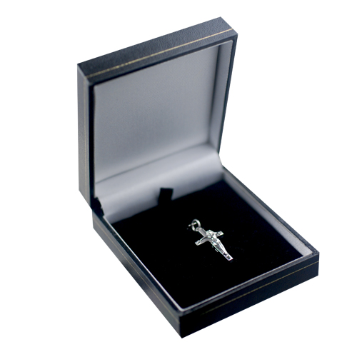 9ct White Gold 25x15mm solid block Crucifix Cross - Image 2