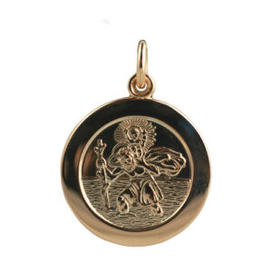 9ct Rose Gold 21mm round St Christopher Pendant