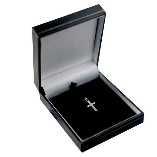 9ct White Gold 15x9mm diamond cut star solid block Cross - Image 3