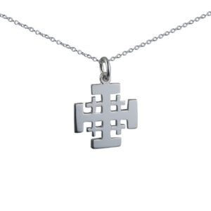 Silver 19mm Jerusalem Cross with a 1mm wide rolo Chain